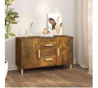 Buffet - Chêne Fumé - 100x36x60 cm - 2 Portes - Bois d'ingénierie - Style Classique