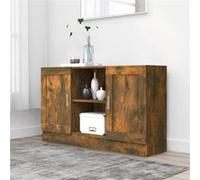 Buffet Bas - Chêne Fumé - 120x30,5x70 cm - Bois d'ingénierie - Design Contemporain - Grand espace de rangement