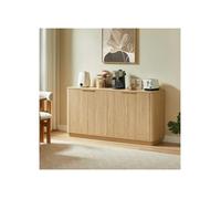 Buffet chêne - Meuble de rangement à 4 portes avec relief ondulé - 160 x 80 x 40 cm - Pour salon et chambre