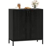 Buffet commode - 2 portes - étagère réglable - pieds surélevés - 80x40x90 cm - Pour la cuisine et le salon - Noir