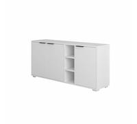 Buffet commode à 3 portes Meuble de rangement coloris Blanc - Longueur 142 x Hauteur 66 x Profondeur 36 cm