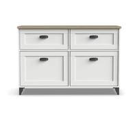 Buffet commode de salon coloris chêne cambrian blanc - Longueur 120 x Profondeur 47 x hauteur 80 cm