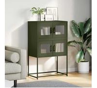 Buffet commode en acier - vidaXL - Vert olive - 68x39x107 cm - 4 compartiments - 4 portes - Capacité 70 kg