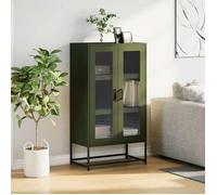 Buffet commode en acier - vidaXL - Vert olive - 68x39x123 cm - 6 compartiments - 2 portes - Capacité 90 kg