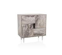 Buffet / commode LYKKJA 76 x 39,5 x 76 cm 2 tiroirs 2 portes marron/blanc hjh LIVING Blanc/Marbre G
