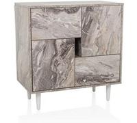 Buffet / commode LYKKJA 76 x 39,5 x 76 cm 2 tiroirs 2 portes marron/blanc hjh LIVING Blanc/Marbre G