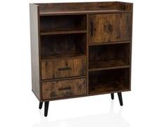 Buffet / commode MYRDAL 80x30x90 cm 2 tiroirs 1 porte marron/noir hjh LIVING Marron/Noir G