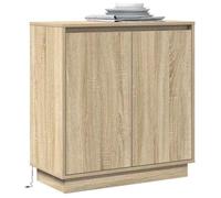 Buffet commode - vidaXL - Chêne sonoma - Bois d'ingénierie - 71x34.5x75 cm - 2 portes - Étagère intégrée - Bandes LED