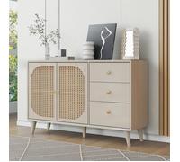 Buffet Contemporain - Bahut de Rangement Spacieux avec Portes et Tiroirs, pour Salon ou Salle à Manger, 120x40x60 cm, Beige
