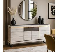 Buffet contemporain chêne blanchi 4 portes 225cm GILDA
