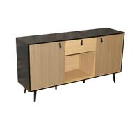 Buffet contemporain effet bois Chelsea - L. 150 x H. 78 cm - Noir