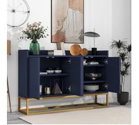 Buffet Contemporain sans Poignées - Bahut 4 Portes pour Salle à Manger ou Salon - MDF - Bleu - 120x30x80 cm