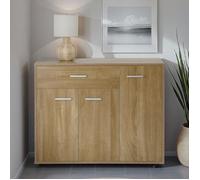 IDIMEX Buffet Coraline, Commode Meuble de Rangement avec 1 tiroir et 3 Portes, en mélaminé décor chêne Sonoma - Dim : L 88 x H 70 x P 30 cm