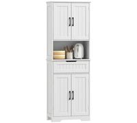 Buffet cuisine, armoire de cuisine avec 4 portes, tiroir, compartiment ouvert et šŠtagššres ršŠglables, 60x30x172cm, blanc