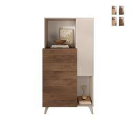 Buffet cuisine blanc bois avec 2 étagères Jowna