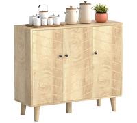 Buffet cuisine - HOMCOM - 3 portes à motif chevron - pieds en bois de pin - 88,3 x 30 x 76 cm - bois naturel