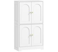 HomCom Buffet cuisine vaisselier 4 portes cintrées, 2 étagères réglables 60x30x110 cm Blanc