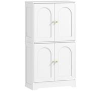 Buffet cuisine, meuble cuisine rangement avec 4 portes cintršŠes et 2 šŠtagššres ršŠglables, 60 x 30 x 110 cm, blanc