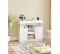 Buffet Cuisine, Meuble de Rangement,avec Multiprise et Éclairage LED,2 Tiroirs et 2 Portes,Étagères Réglables,35 x 100 x 85
