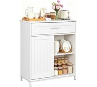 Buffet Cuisine, WOLTU Meuble Cuisine Rangement, 70x30x80.2 cm, Bois d'Ingénierie, Métal, Blanc