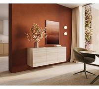 Buffet Cuor 150 cm Céramique Laminam® Travertino Bianco Crème-blanc 3 Portes Flottant