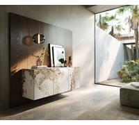 Buffet Cuor 150 cm Céramique Minas Melange Blanc-beige 3 Portes Flottant