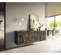 Buffet Cuor 180 cm Céramique Emperador Extra Lucidato brun foncé 2 Portes 3 Tiroirs Flottant
