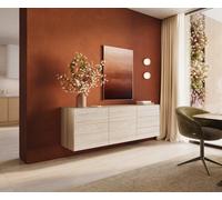 Buffet Cuor 180 cm Céramique Laminam® Travertino Bianco Crème-blanc 2 Portes 3 Tiroirs Flottant