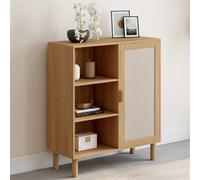 ID MARKET buffet d'appoint 3 étagères 70 cm Moderne bois effet lin