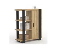 IDMarket - Buffet d'appoint 3 étagères et Placard 70 cm Phoenix Bois et Noir