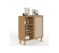 ID MARKET buffet d'appoint 3 étagères 70 cm Moderne bois effet lin