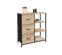 IDMarket - Buffet d'appoint Utah - 3 tiroirs et étagères 70 cm - Design industriel Multicolore