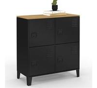 ID MARKET buffet d'appoint 4 portes 70 cm Moderne bois et noir métal