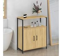 ID MARKET buffet d'appoint DETROIT 1 niche et 2 portes 70 cm Industriel bois