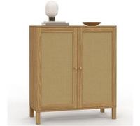 IDMarket - Buffet d'appoint Vintage 2 Portes 70 cm HANAE Effet Naturel cannage