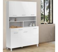 IDMarket – Buffet de cuisine CINA 120 cm 6 portes + tiroir Blanc brillant
