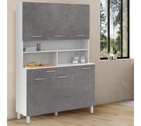 Buffet de cuisine 120 cm cina 6 portes + tiroir blanc et effet béton