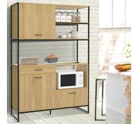 IDMarket - Buffet de Cuisine 120 CM Detroit Meuble 3 Portes + 1 tiroir Design Industriel