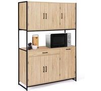 IDMarket - Buffet de cuisine Detroit 120 cm 6 portes design industriel + tiroir