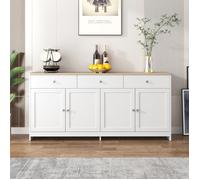 Buffet de cuisine - 160 cm - 4 portes - 3 tiroirs - étagères ajustables - style campagne chic