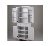 Buffet de Cuisine 184 cm COSTWAY, 4 Étagères Réglables, Un Grand Tiroir, Portes, 2 Plateaux Coulissants, Charge Total 155 kg, Blanc