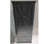 Buffet de Cuisine 184 cm COSTWAY, 4 Étagères Réglables, Un Grand Tiroir, Portes, 2 Plateaux Coulissants, Charge Total 155 kg, Noir