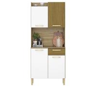 Buffet de Cuisine 4 Portes 1 Tiroir Chêne et Blanc L 73.6 H 175.7 P 36.3 cm - L 73.6 x l 36.3 x H 175.7 cm