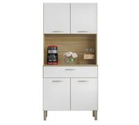 Buffet de Cuisine 4 Portes 1 Tiroir Chêne et Blanc L 74.5 H 170.5 P 36.3 cm