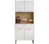 Buffet de Cuisine 4 Portes 1 Tiroir Chêne et Blanc L 74.5 H 170.5 P 36.3 cm - L 74.5 x l 36.3 x H 170.5 cm Blanc G