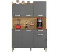 Buffet de Cuisine 6 Portes 1 Tiroir Chêne et Gris L 121.5 H 176 P 36.3 cm - L 121.5 x l 36.3 x H 176 cm gris G