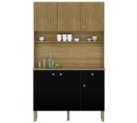 Buffet de Cuisine 6 Portes 1 Tiroir Chêne et Noir 7 Niches L 111 H 185 P 39.3 cm - L 111 x l 39.3 x H 185 cm Noir G