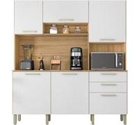 Buffet de Cuisine 6 Portes 2 Tiroirs Chêne et Blanc L 180.2 H 198 P 38.8 cm - L 180.2 x l 38.8 x H 198 cm Blanc G