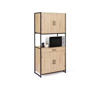 IDMarket Buffet de cuisine Detroit 80 cm - 4 portes design industriel + tiroir