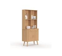 IDMARKET Buffet de cuisine 80 CM ROMIE 2 portes + tiroir effet lattes tasseau de bois
